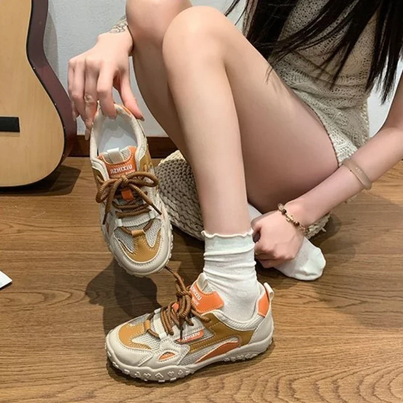 

German Army Trainer Inspired Women Dad Shoes 2025 Summer Lightweight Breathable Height Increasing Thick Sole Sneakers