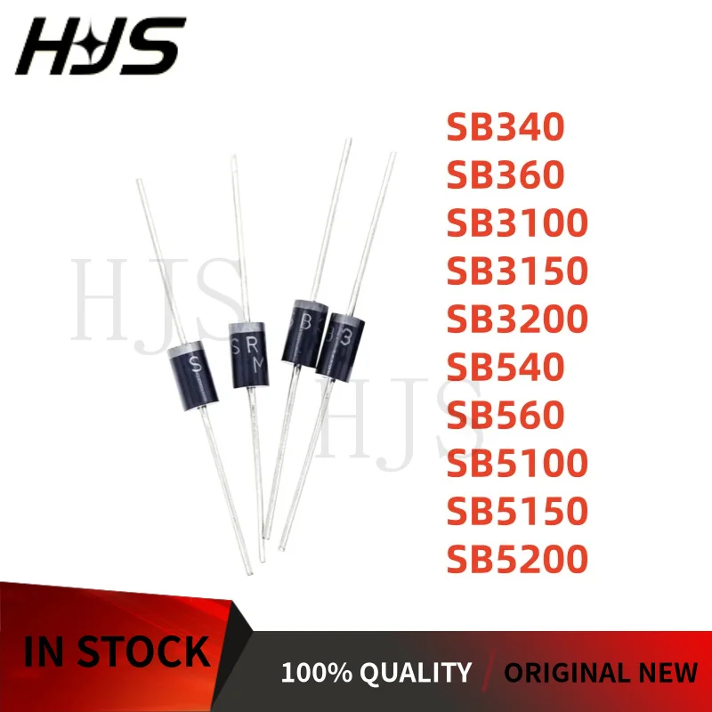 10PCS SB5150 SB5100 SB3150 SB360 SB340 SB3100 SB5200 SB3200 SB540 SB560 DO-27 Schottky Rectifier Diode 100% New