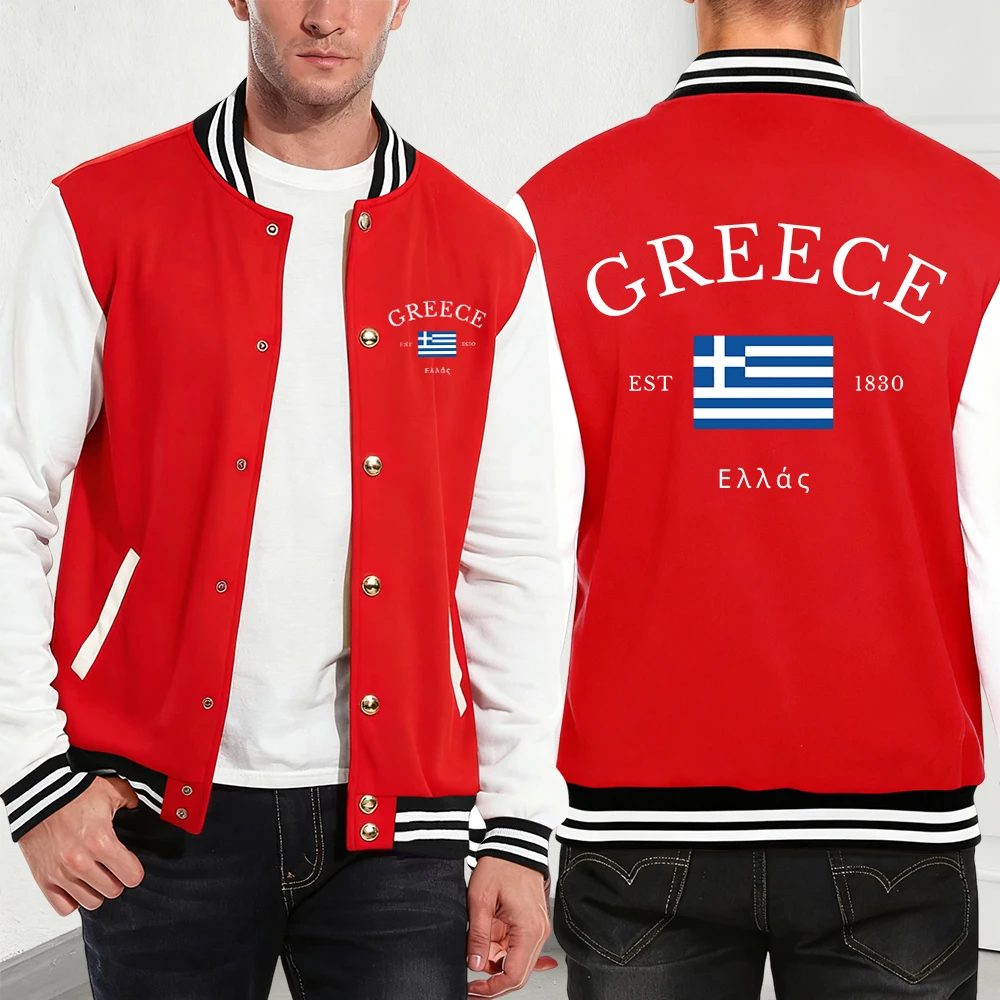 

Greece Est 1830 Letter Printing Cotton Baseball Jersey Mens Winter Thermal Coats Casual Pocket Jackets Trend Male Streetwear