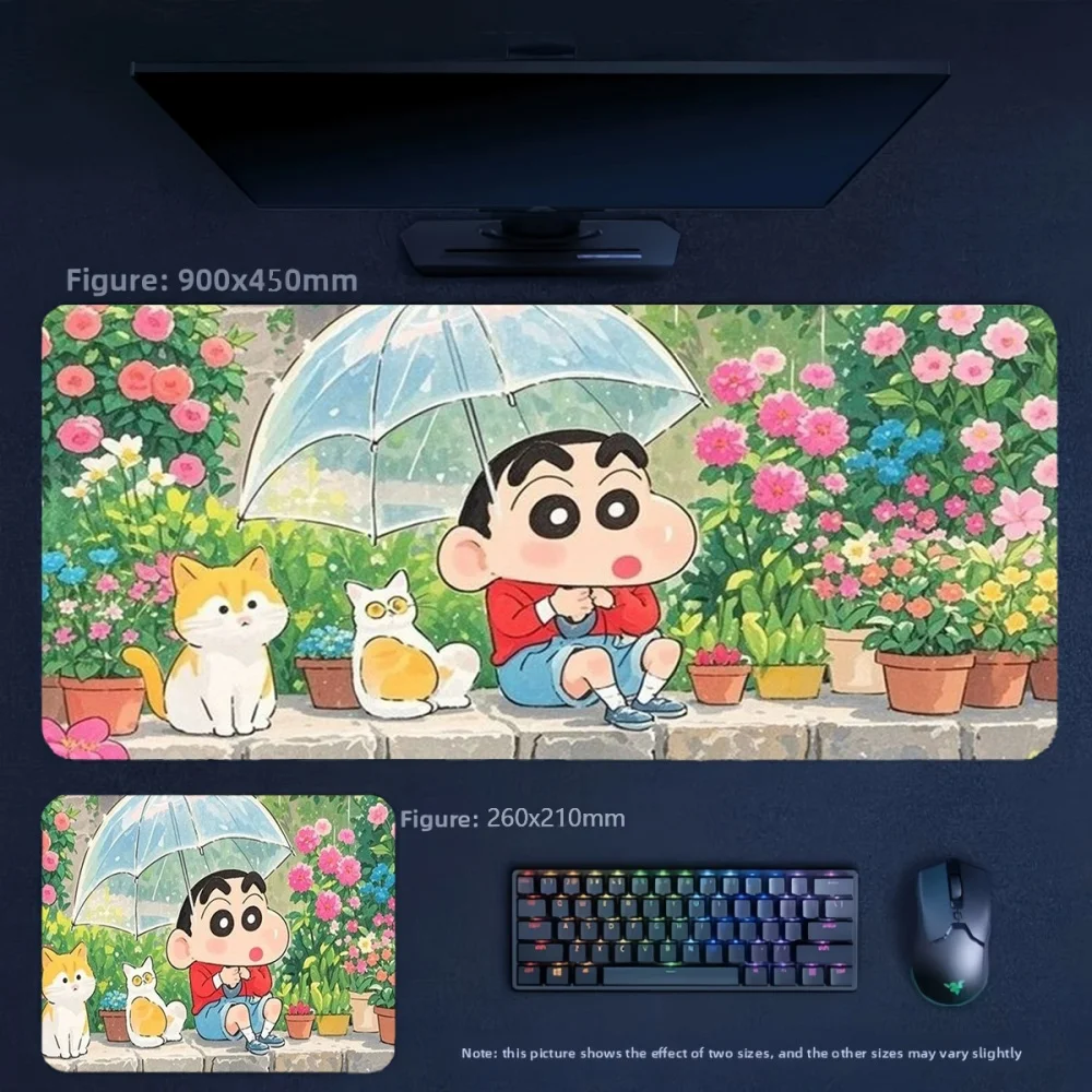 Animation Crayon Shin-chan Outdoor Fishing Rain Umbrella Series Leather Non-slip Mouse Pad Children's Printed Leather Table Mat