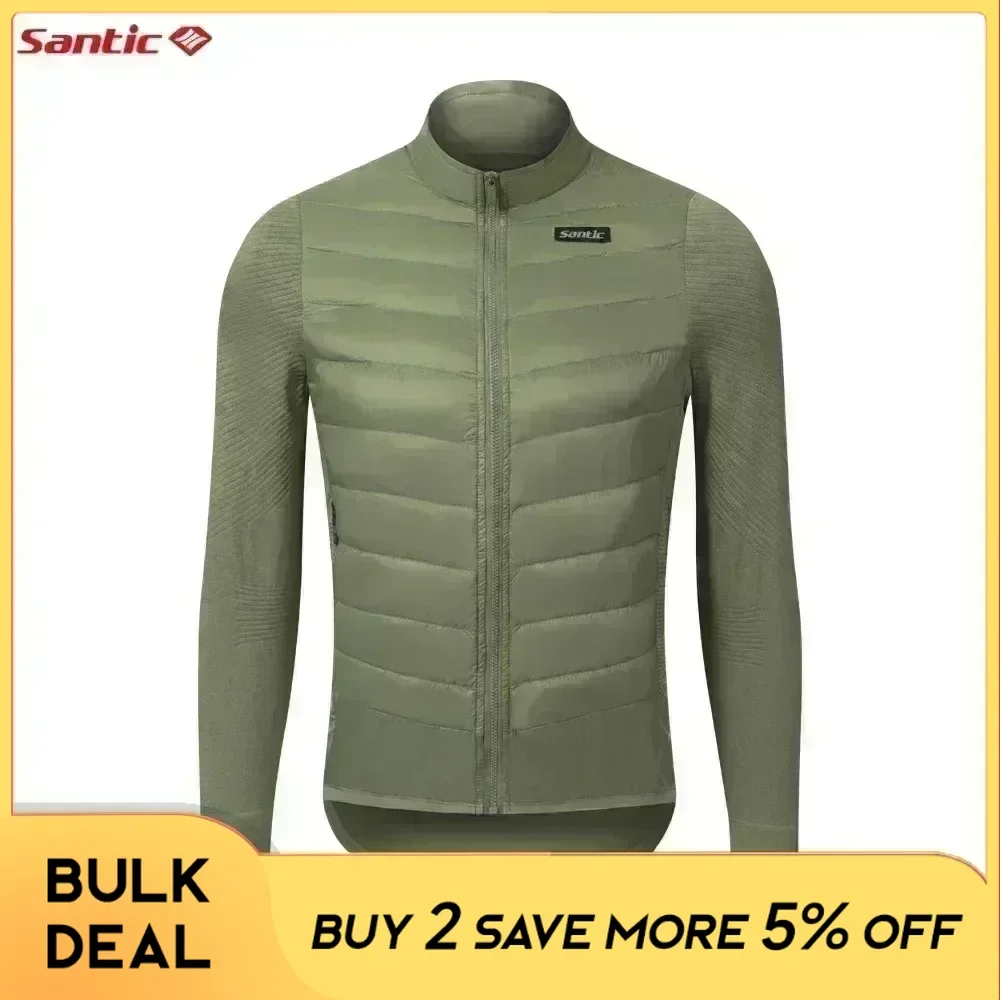 

Santic Men's Cycling Down Long Sleeve Jersey Bicycle Keep Warm MTB Road Lightweight Windproof Long Sleeve Jackets Asian Size