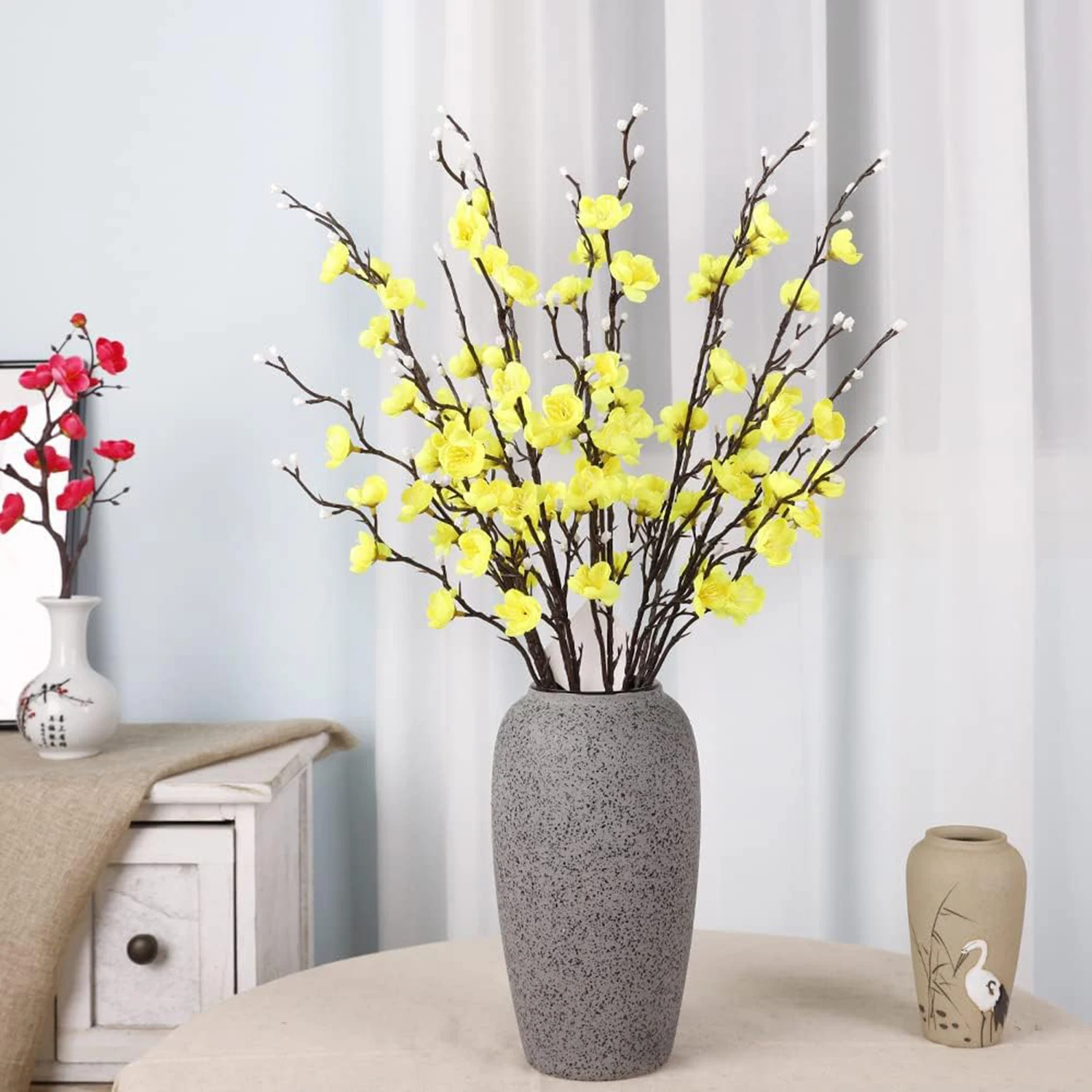 1/5PCS Seide Künstliche Blumen Pflaumenblüte Pfirsich Zweig Hause Zimmer Vase Outdoor Garten Hochzeit Party Kranz Hof decor DIY Geschenke – Detail 4
