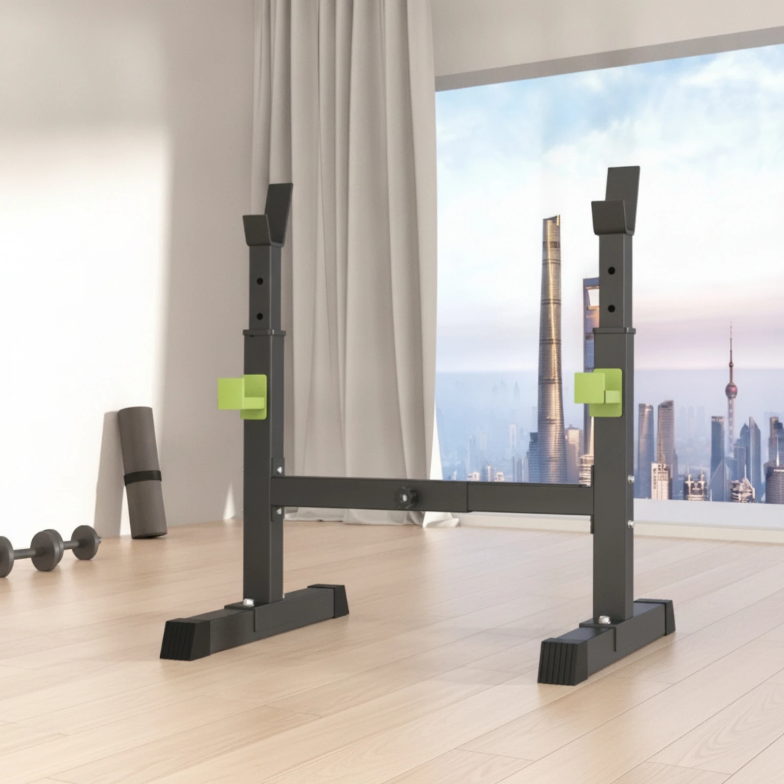Adjustable Squat Rack Multi-Function Squat Rack Stand Bench Press Station Commercial Steel Fitness Equipment Space-Saving