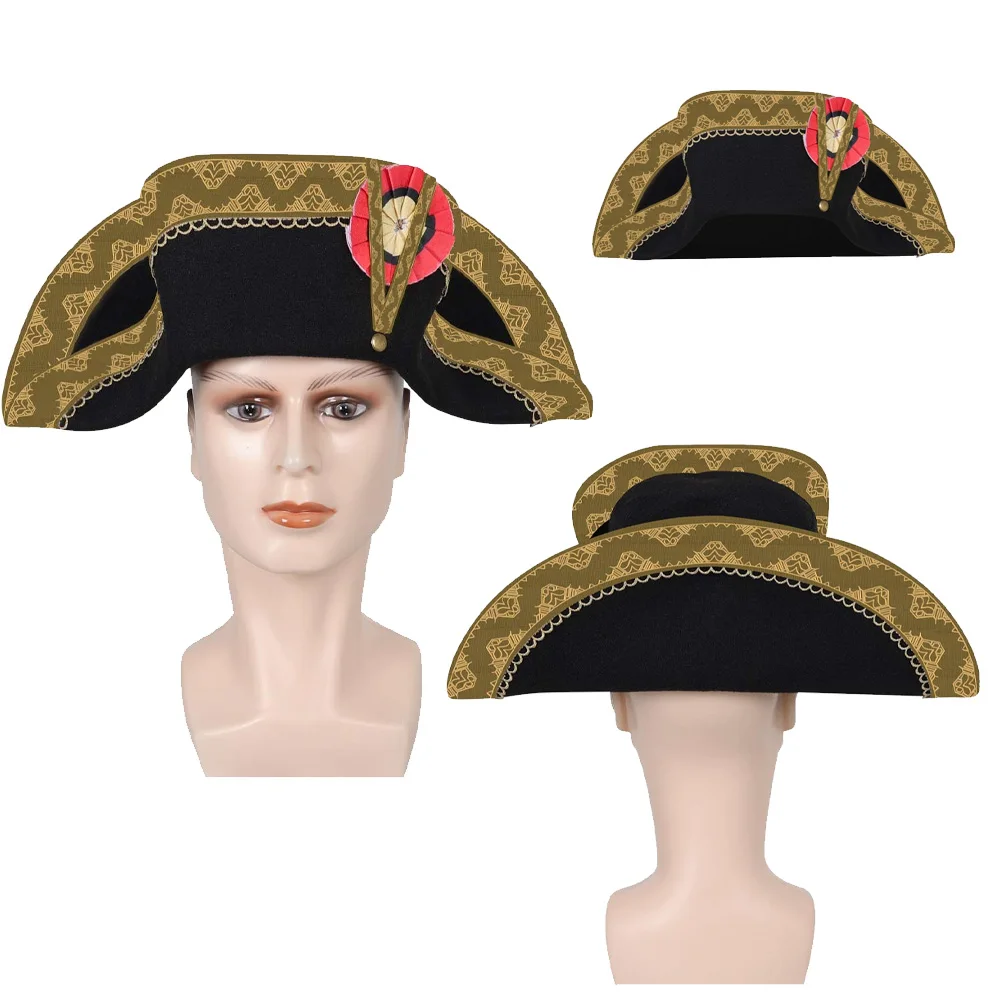 Sombreros de Cosplay de Napoleón para hombre, gorro de Almirante Bicorn, capitán francés, accesorios de disfraz de Carnaval de Halloween, regalos de utilería