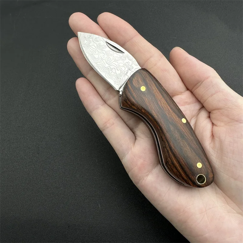 Outdoor High-Hardness Pocket Knife, Camping Mini Portable Small Knife, Damascus Pattern Folding Knife, EDC Knife