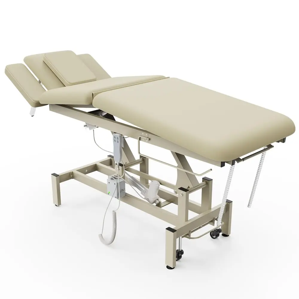 

Electric Massage Table, 2 Motors Hydraulic Electric Lift Adjustable Waist and Height Lifting Functions for Treatment Physical T