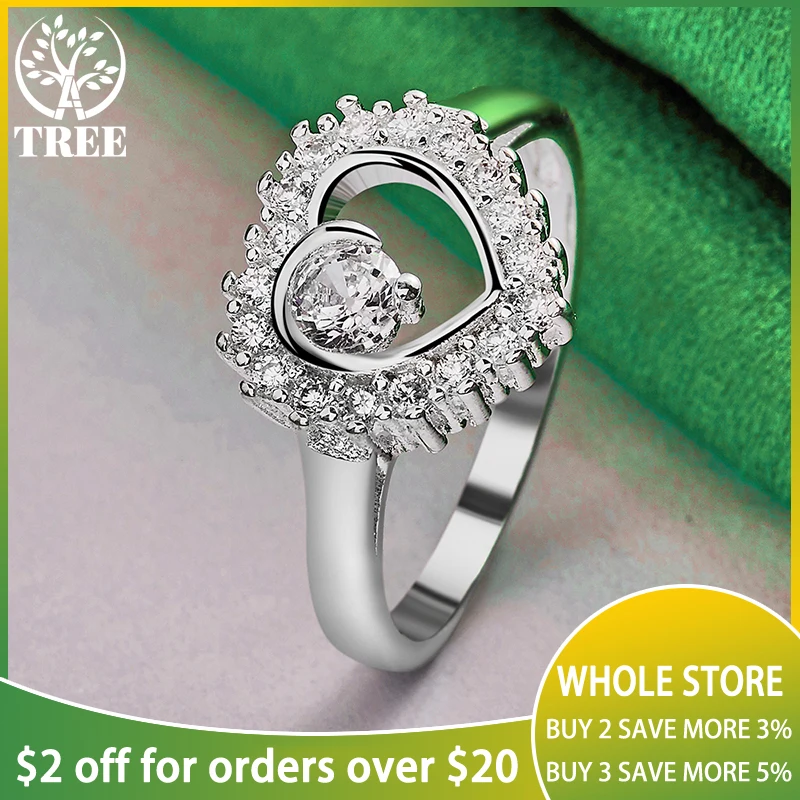 

Noble 925 Sterling Silver Heart Zircon Ring For Women Party Wedding Engagement Birthday Christmas Gift Fashion Charm Jewelry