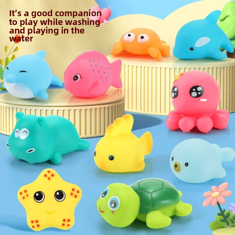 لعبة حيوانات المحيط، لعبة صمغ ناعمة للأطفال، لعبة مائية للأطفال، مجموعة سمكة منتفخة على شكل قرش سلحفاة صغيرة #1