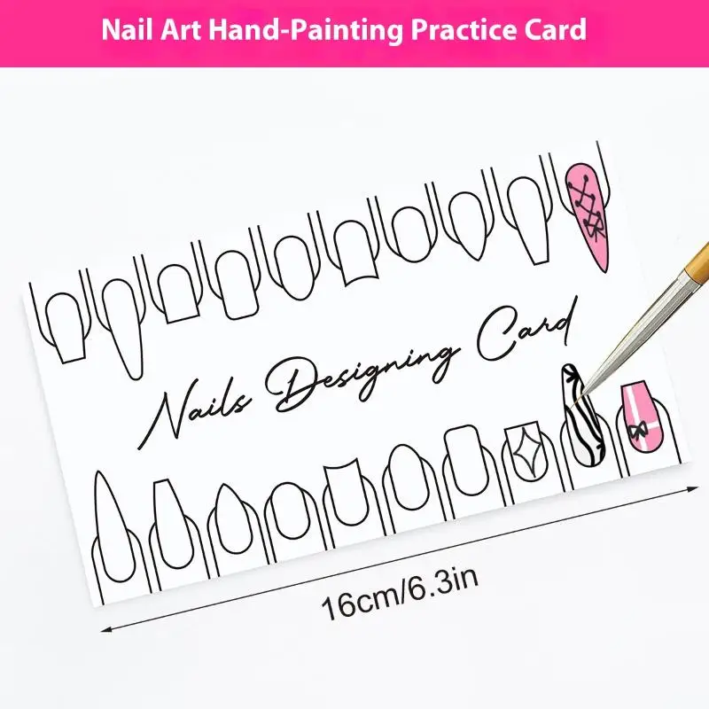 10 carte per esercitazioni per unghie per principianti Presse sulle unghie Formazione Design Card Modelli di pittura per nail art