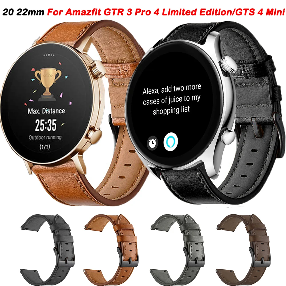 Leather Band For Amazfit GTR 4 3 Pro Limited Edition Wrist Strap Bracelet For Amazfit GTR 47mm GTS 4 2 Mini 20mm 22mm Correa