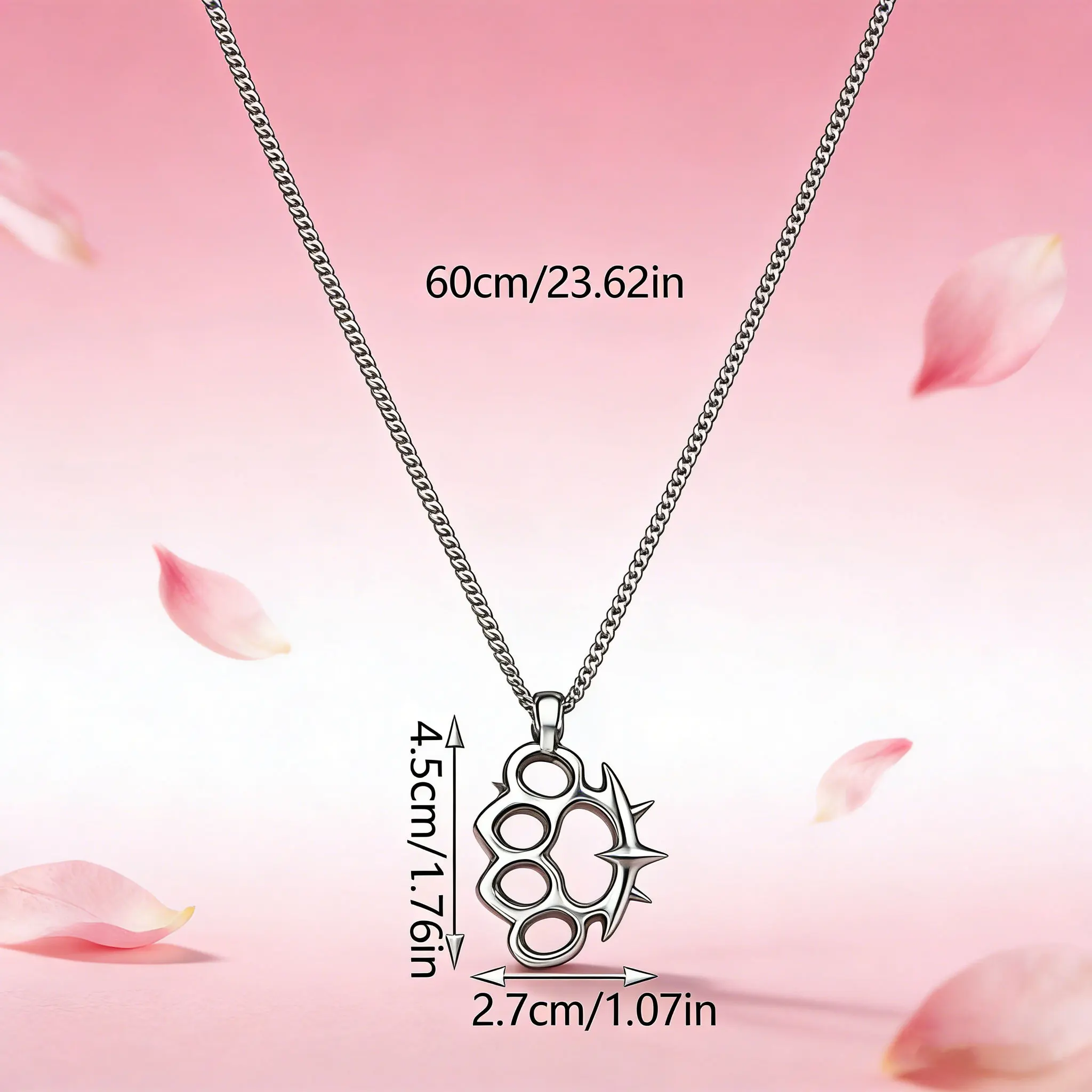 

Trendy Euro-American Ring Necklace 1Pc - Men's Hollow Hip Hop Personalized Finger Ring Pendant