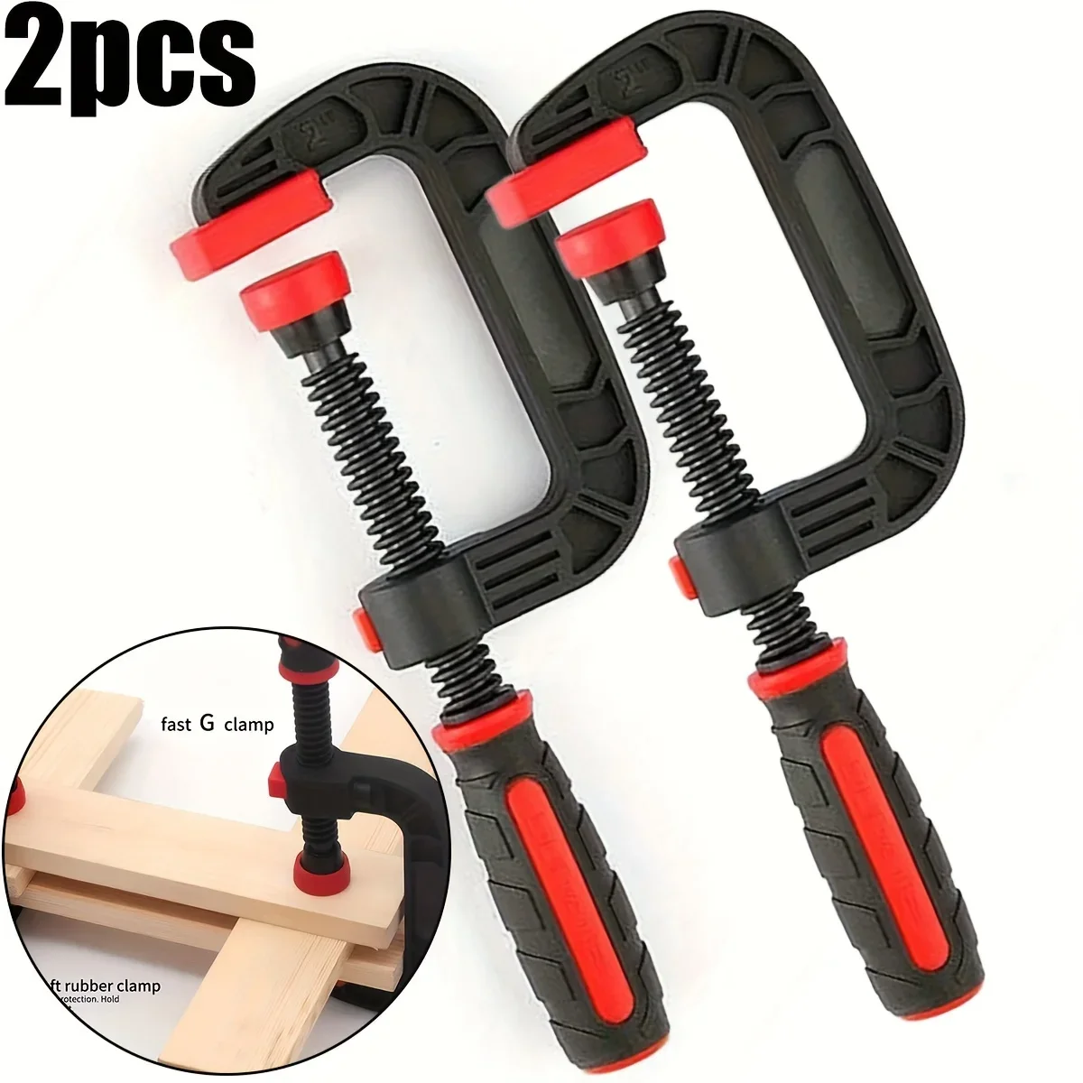 

7-inch Heavy-Duty Spring Clamps (2-Pack) - Reinforced Nylon, Strong Clamping Force Jaw Opening Clamps