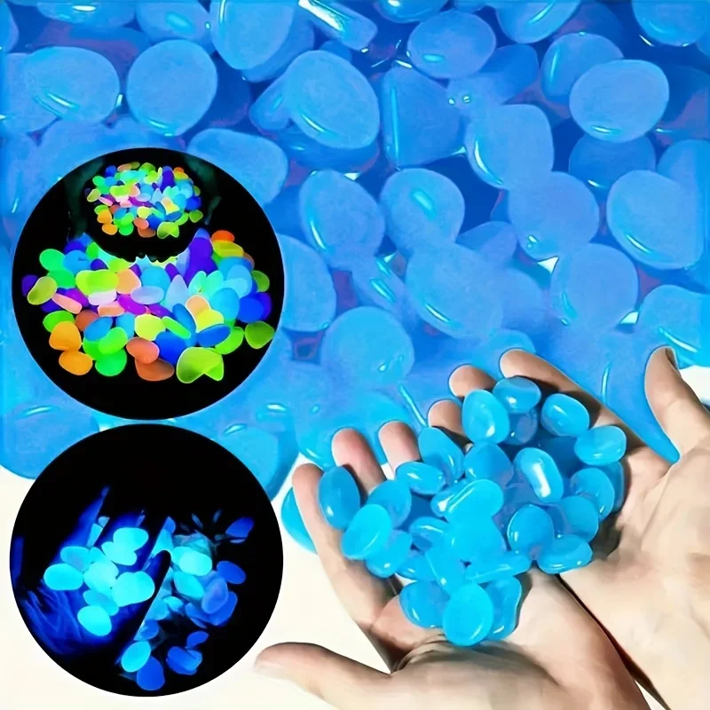 500pcs/bag Glow-in-the-Dark Pebbles Create A Magical Garden Aquarium Decoration Landscaping Or Wedding Decoration