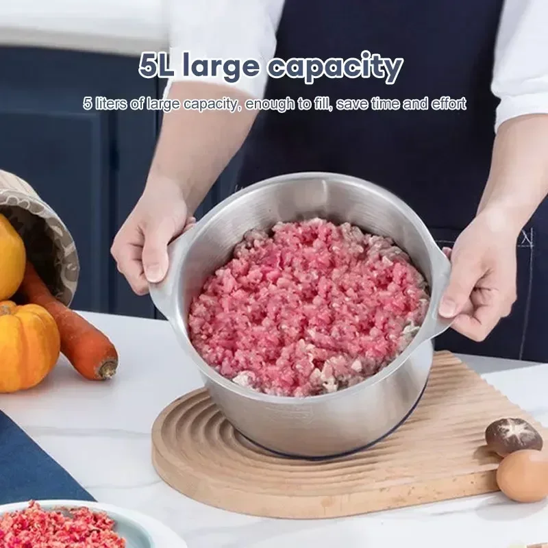 5L Electric Meat Grinders 304 Stainless Steel Food Crusher Multifunctional Vegetable Slicer Chopper Mincer Baby Food Processor image 4