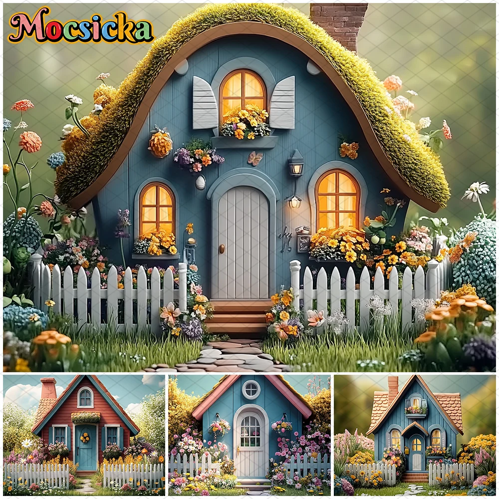 

Mocsicka House Photography Background Easter Spring Flowers Party Family Studio Banner Props Decorations Birthday Photo Backdrop