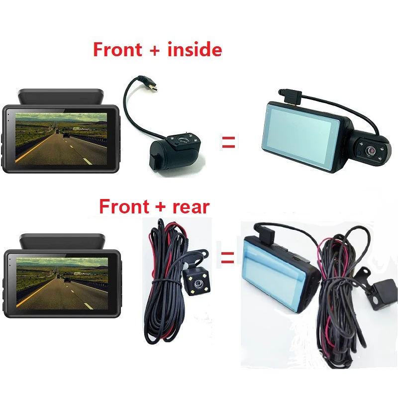 Lens Car Video recorder HD1080P Dash Cam Car Black Box 3.0inch IPS Camera Recorder Night Vision G-sensor Recording Dvr