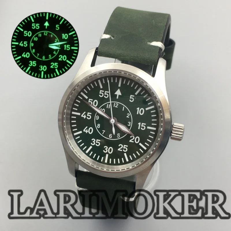 LARIMOKER 36mm/39mm Fashion Watch For Men Automatic Mechanical Watch Green Lume Dial NH35 PT5000 Sapphire Glass Leather Band