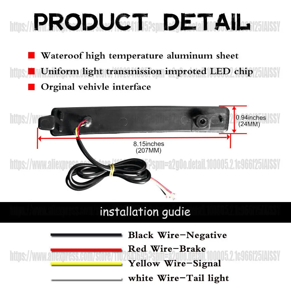 أضواء إشارة الفرامل الخلفية العاكسة الحمراء ليد ، ملحقات السيارة ل GMC acada Cadillac SRX ، 2 #5