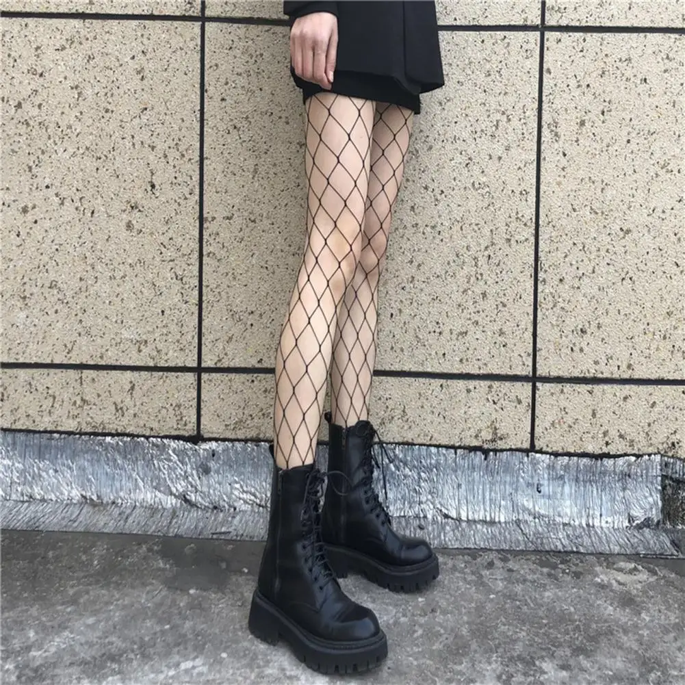 Club Stockings Fishnet Mesh Ladies High Stockings Hollow Out Skinny Beautify Legs Soft Elastic Women Pantyhose Female Garment