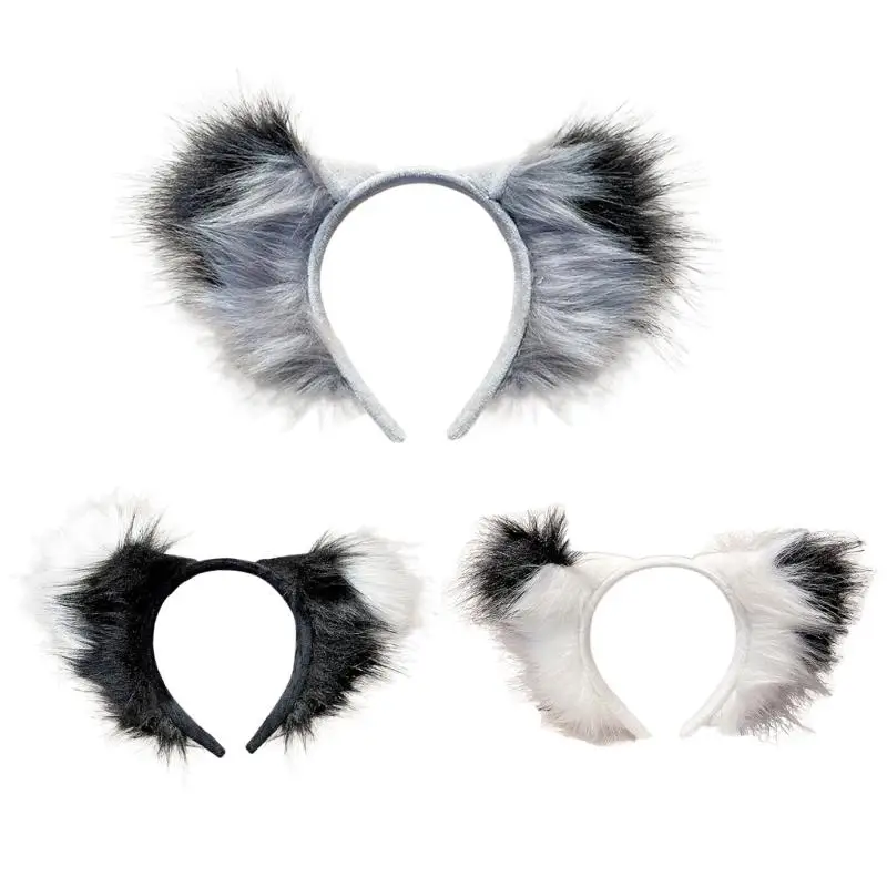 Handmade Dog Ear Headband Wolf Girls Cosplay Accessories Beast Ears Fursuit Masquerade Halloween Cosplay Party