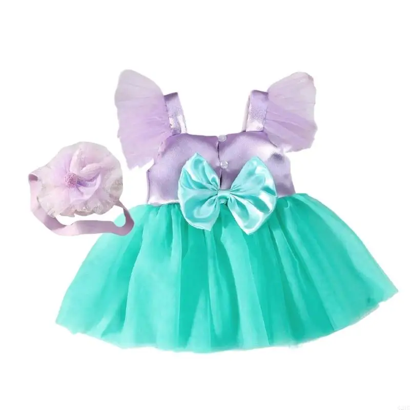 

G2TC 2PCS/SET Neworns Photography Dress Girl Кружевое костюм для костюма с повязкой с повязкой