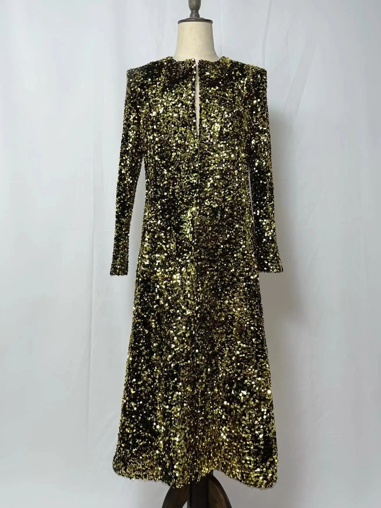 Nightclub Bar Shiny Long Coat Star Show Gold Sequins Outerwear Catwalk Glitter Overcoat Male Singer performance Outfit