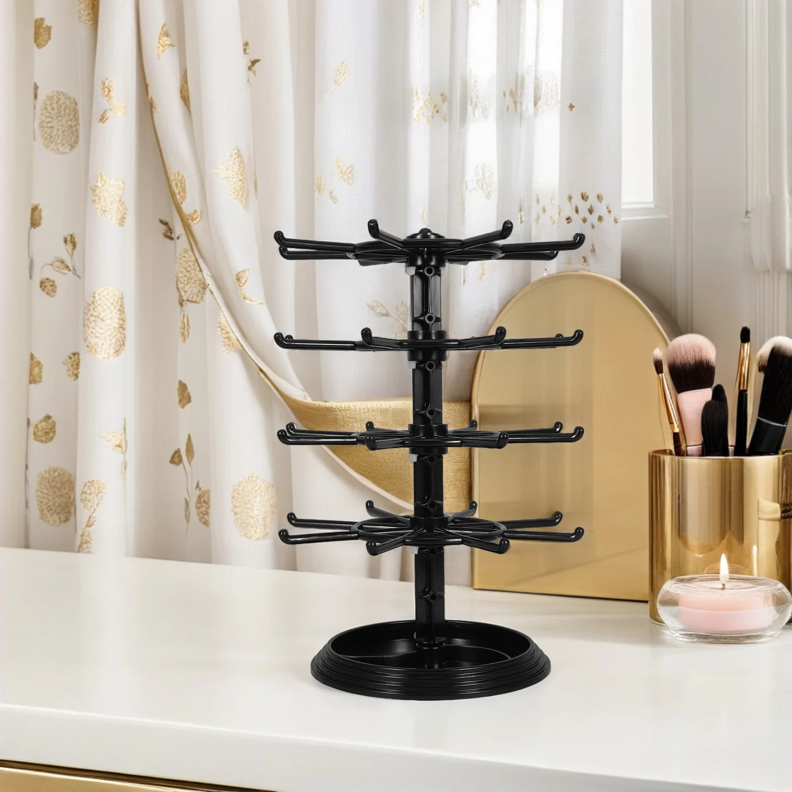 

Rotating Two Tier Jewelry Organizer Stand for Earrings Necklaces Bracelets 360 Degree Display Storage Rack Stylish Vanity