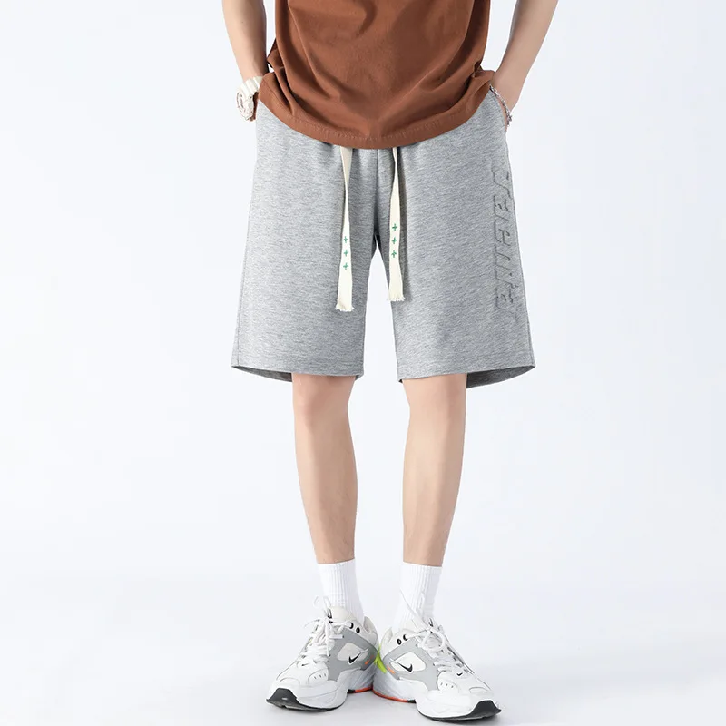 Summer Teens Quick Dry Embossed Shorts Boys' Lightweight Loose Fit 5-Point Casual Sports Wear Activewear