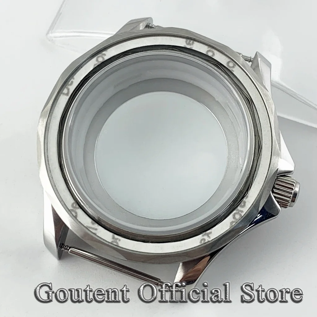 

Goutent 41 мм серебряный стерильный корпус для часов сапфировое стекло подходит для NH35 NH36 Miyota82 DG ETA2836 автоматический механизм