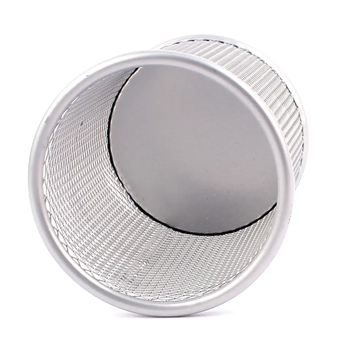 사무실 금속 실린더 모양 메쉬 펜 연필 홀더 보관 주최자 회색