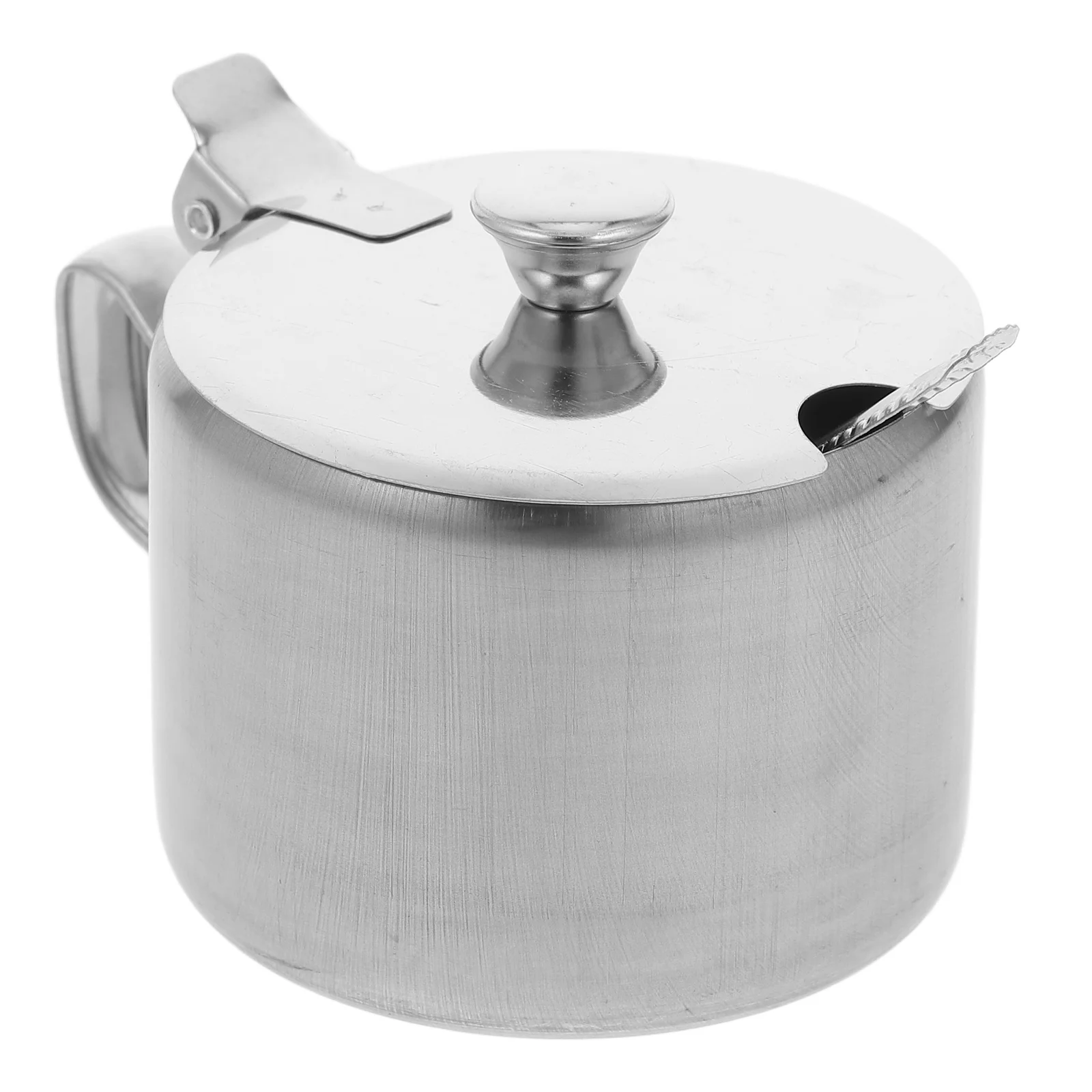 

Stainless Steel Seasoning Pot Cover Spoon Kitchen Salt Pepper Condiment Container Home Restaurant Sugar Bowls Pepper Salt Pot
