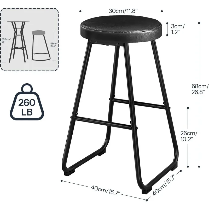 Barhocker 2er-Set, 26,8" Barstühle mit Fußpolstern,