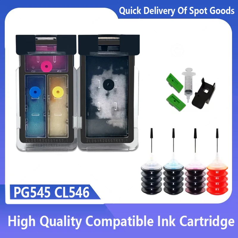 

Refillable PG545 CL546 Ink Cartridge Replacement for Canon PG545 CL546 for Pixma MG3050 2550 2450 2550S 2950 MX495 Printer