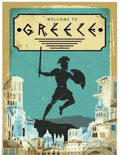 

m1,Welcome To Greece Metal Wall Plaque Vintage sign