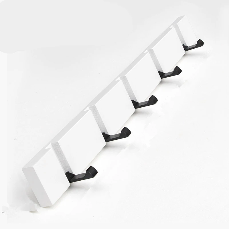 3&5 Hooks Hallway Hangers Luxury Creative Wooden Invisible Door Row Hook Foldable Clothes Bag Key Hanging Hook White Color