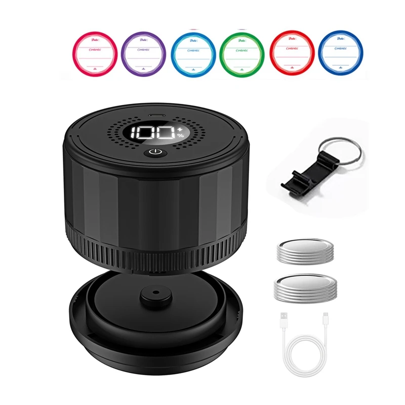 جرة ميسون كهربائية طقم سدادة فراغية ، سدادة أوتوماتيكية متعددة الوظائف لتخزين الطعام ، برطمانات ماسون بالفم