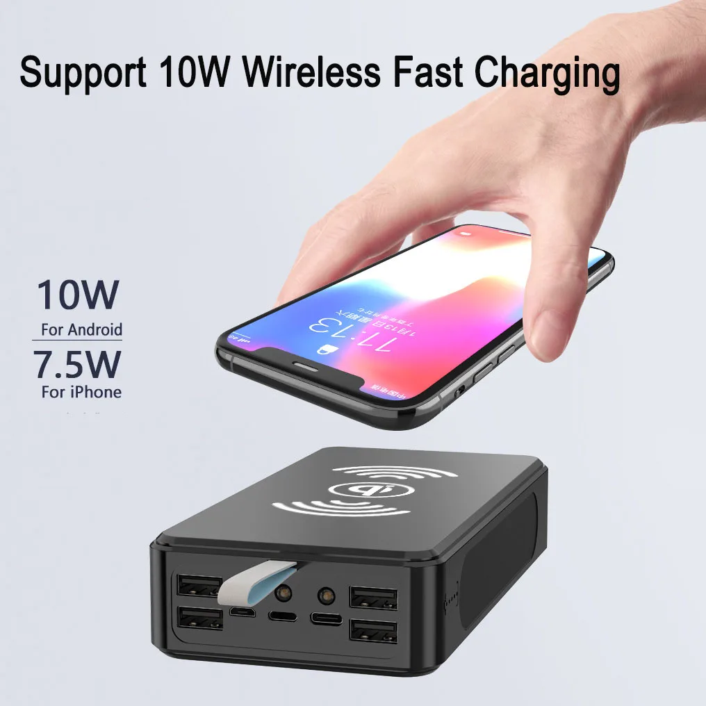 Solar Power Bank 80000mAh Wireless Charger for Xiaomi Powerbank 4 USB Portable Large Capacity External Battery Pack For iphone