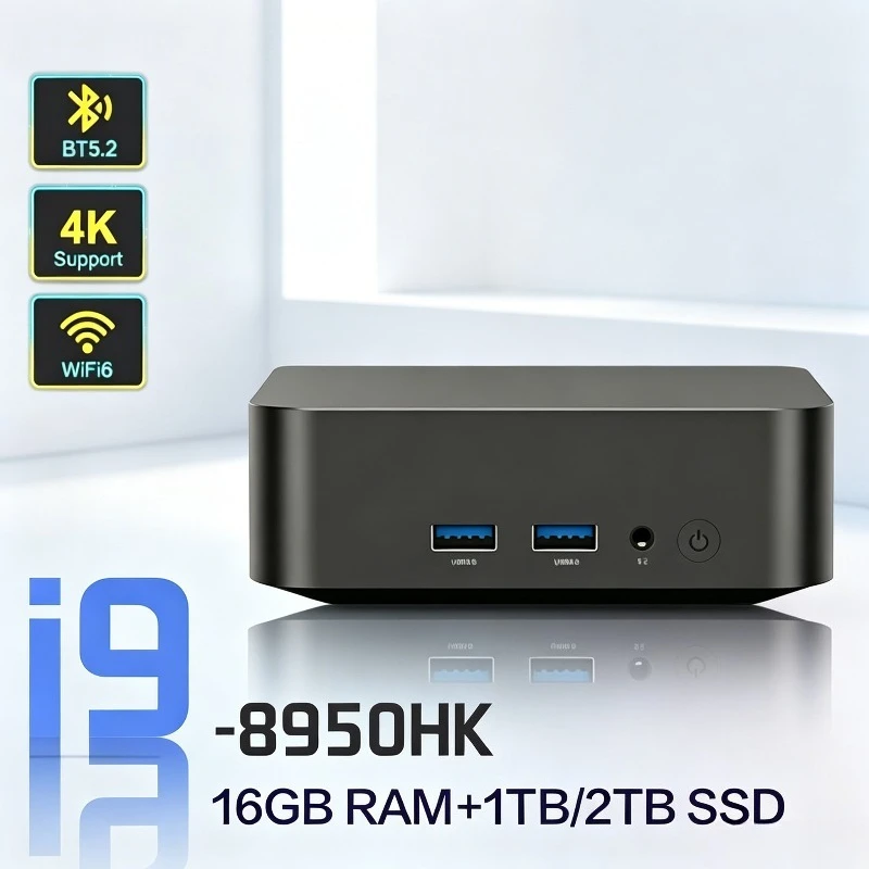 Mini PC Intel Core i9 8950HK 16GB RAM 1TB SSD PC Gamer Computer Dual WIFI 6 BT5.2 4K HD Mini Gaming Pc Desktop