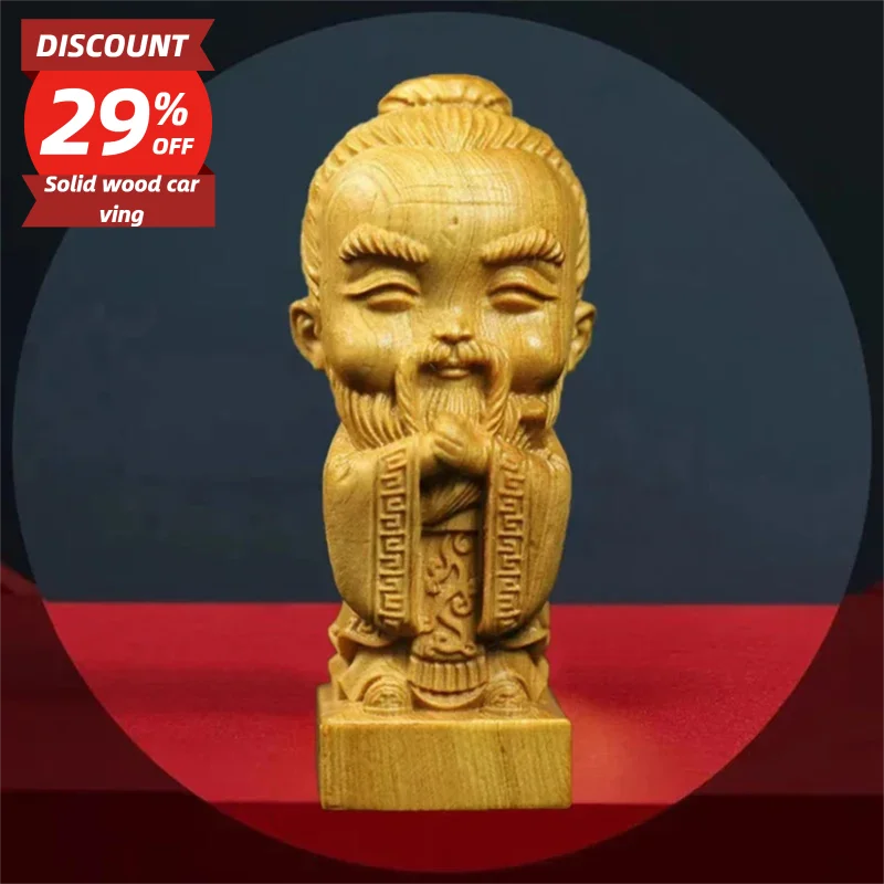 Natural Cypress Confucianism Confucius Statue，Solid Wood Handmade Art carving Home Room, Office Decoration Figure Statue