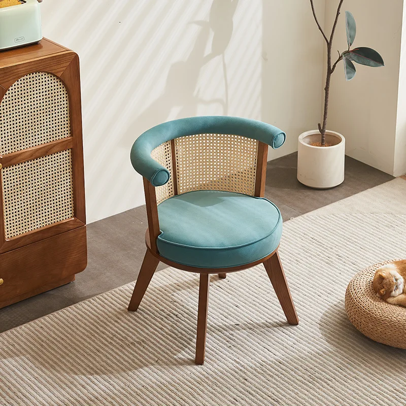 

Solid wood rattan dining chair New Chinese sales office negotiation chair