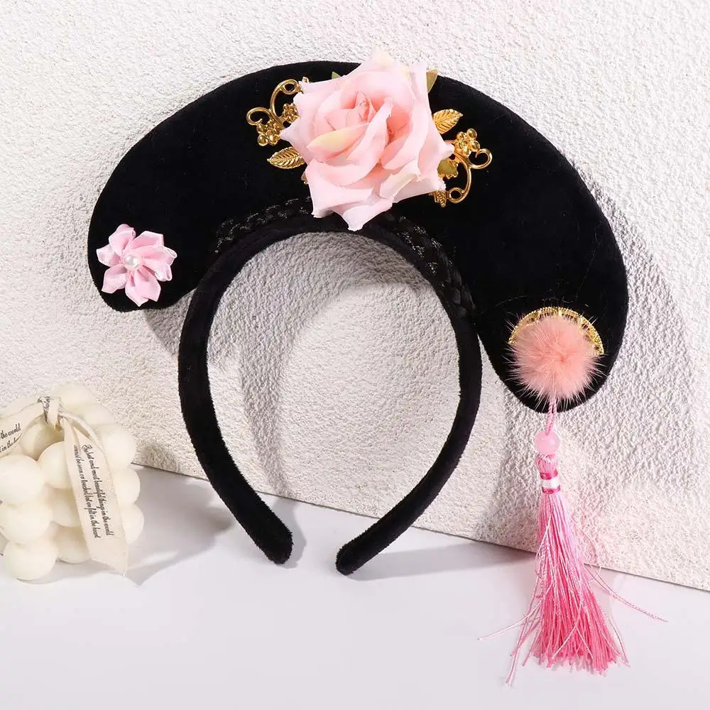 Headhoop Flower Pearl Chinese Antique Headdress Hanfu Hair Hoop Ancient Style Headwear Chinese Style Headwear Antique Headband