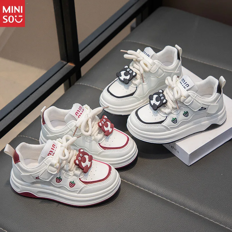 

Miniso 2025 Girls Sports Shoes, Unisex Casual Sneakers with Soft Sole for Big Kids