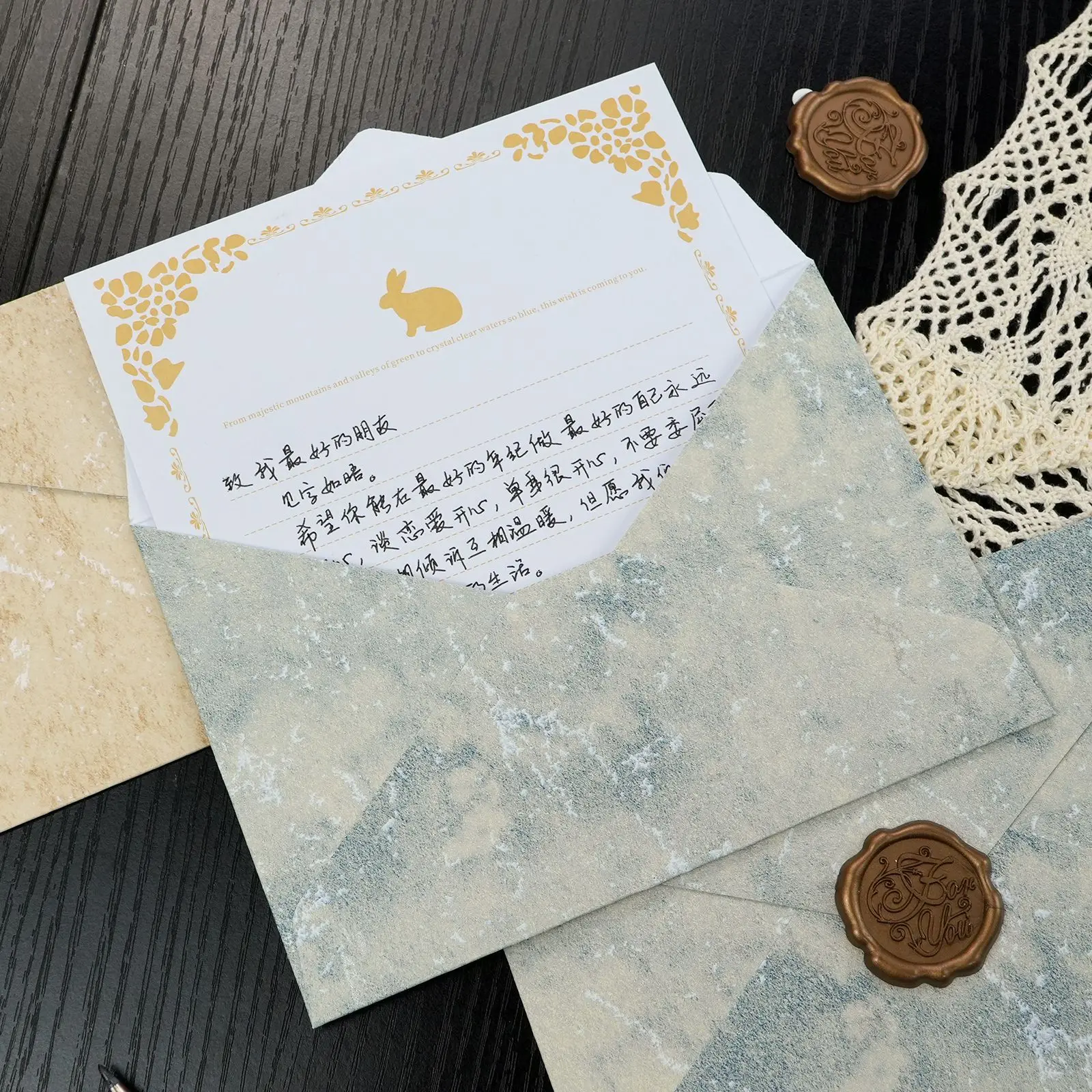 مجموعة مغلف رسائل رومانسية مكتوبة بخط اليد رسالة حب عيد الحب مغلف ورنيش