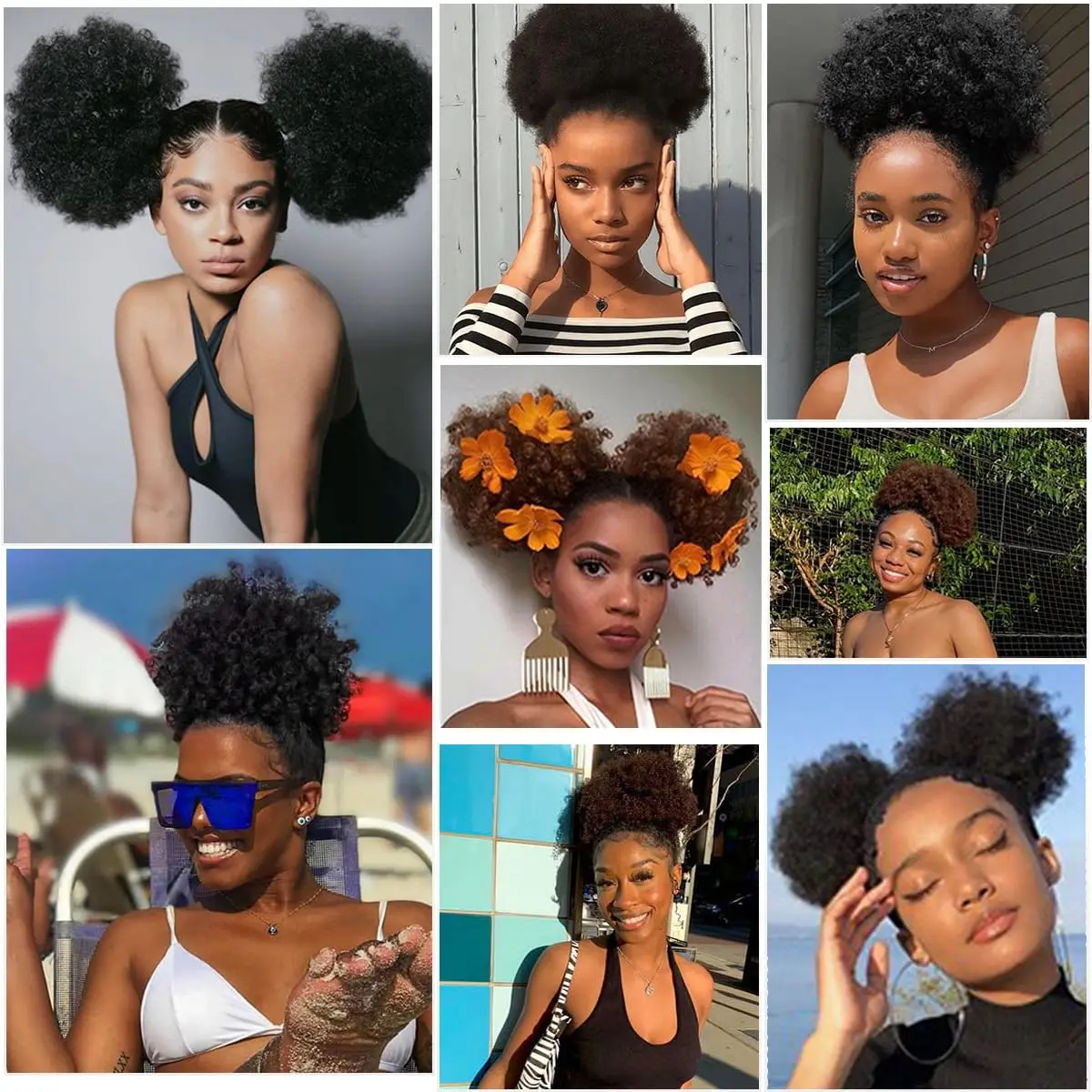 Syntetyczny Afro Puff sznurkiem kucyk krótki perwersyjne kręcone doczepiane włosy Updo treski dla czarnych kobiet dziewcząt codziennego użytku