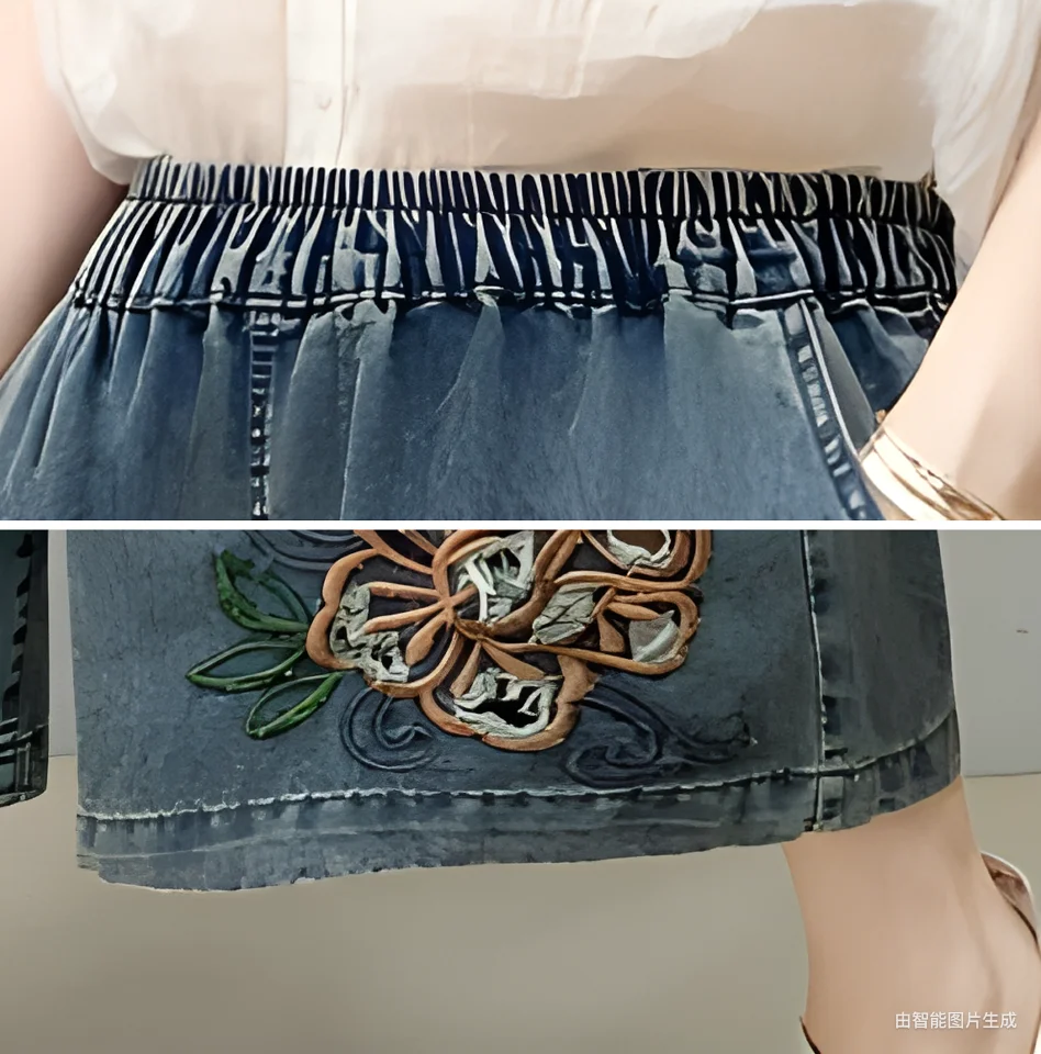 2025 zomer dunne retro geborduurde rechte jeans dames elastische taille casual grote versie achtpunts wijde pijpen broek
