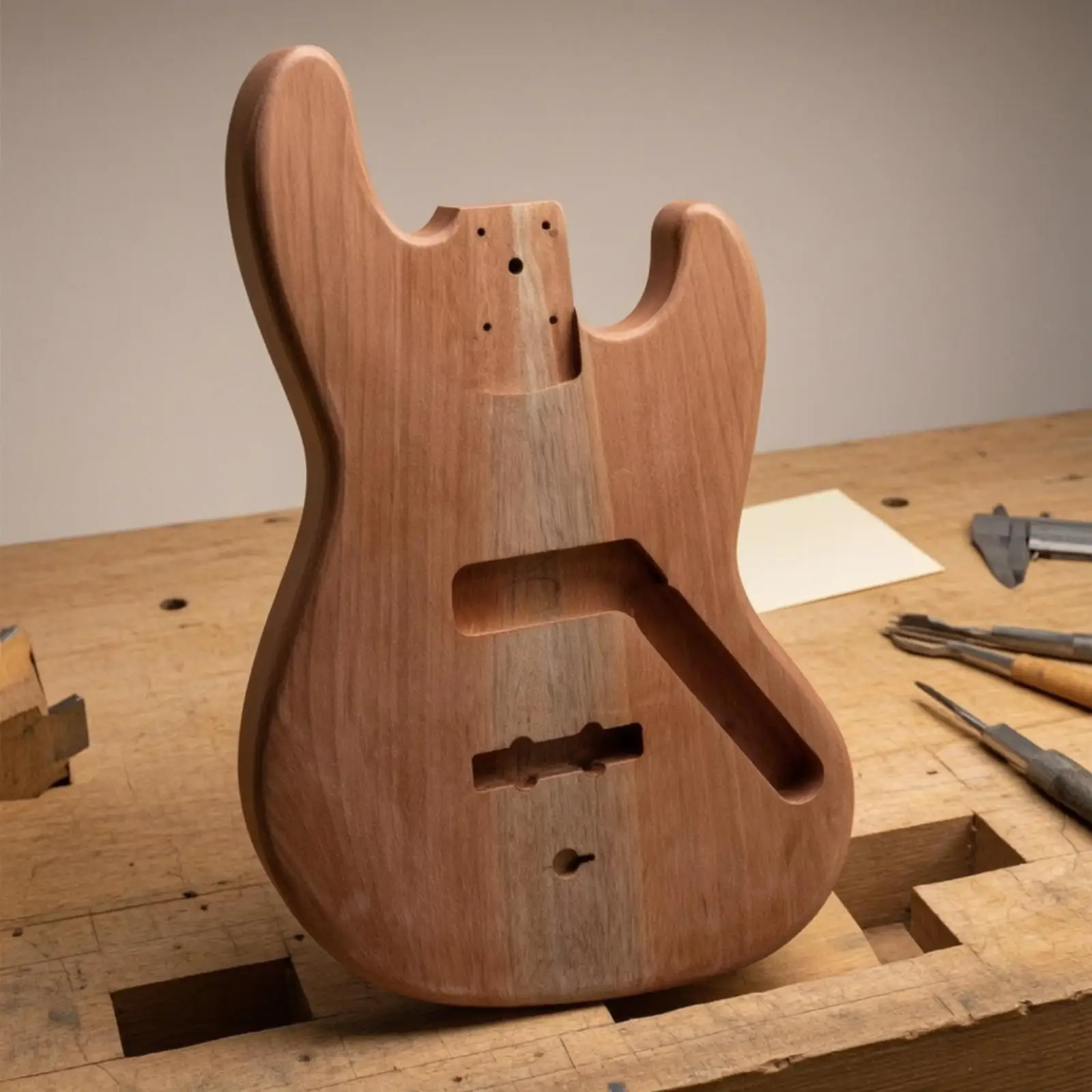 Okoume Electric Bass Body Pre-pre-cut Solid Jazz Bass Blank for DIY Custom Guitar Project Luthiers