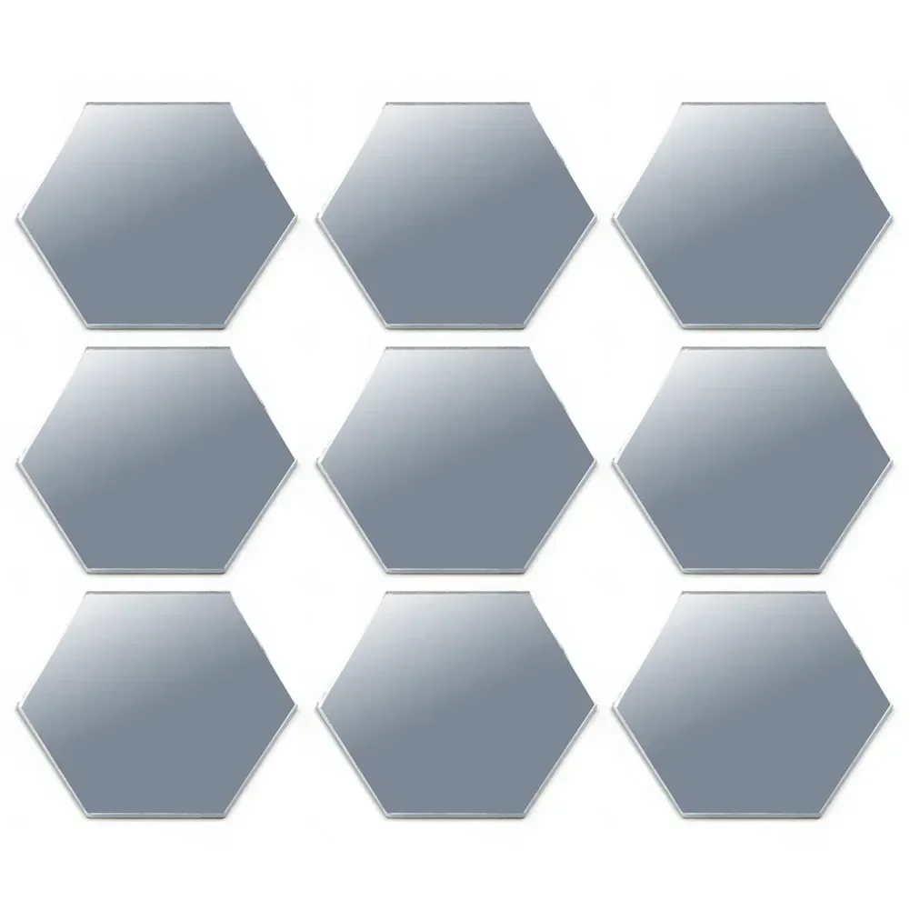 24Pcs 3D Mirror Hexagon Wall Stickers Removable Art Decal Home Decor Mural DIY Silver Acrylic Reflective Mirror Wall Stickers