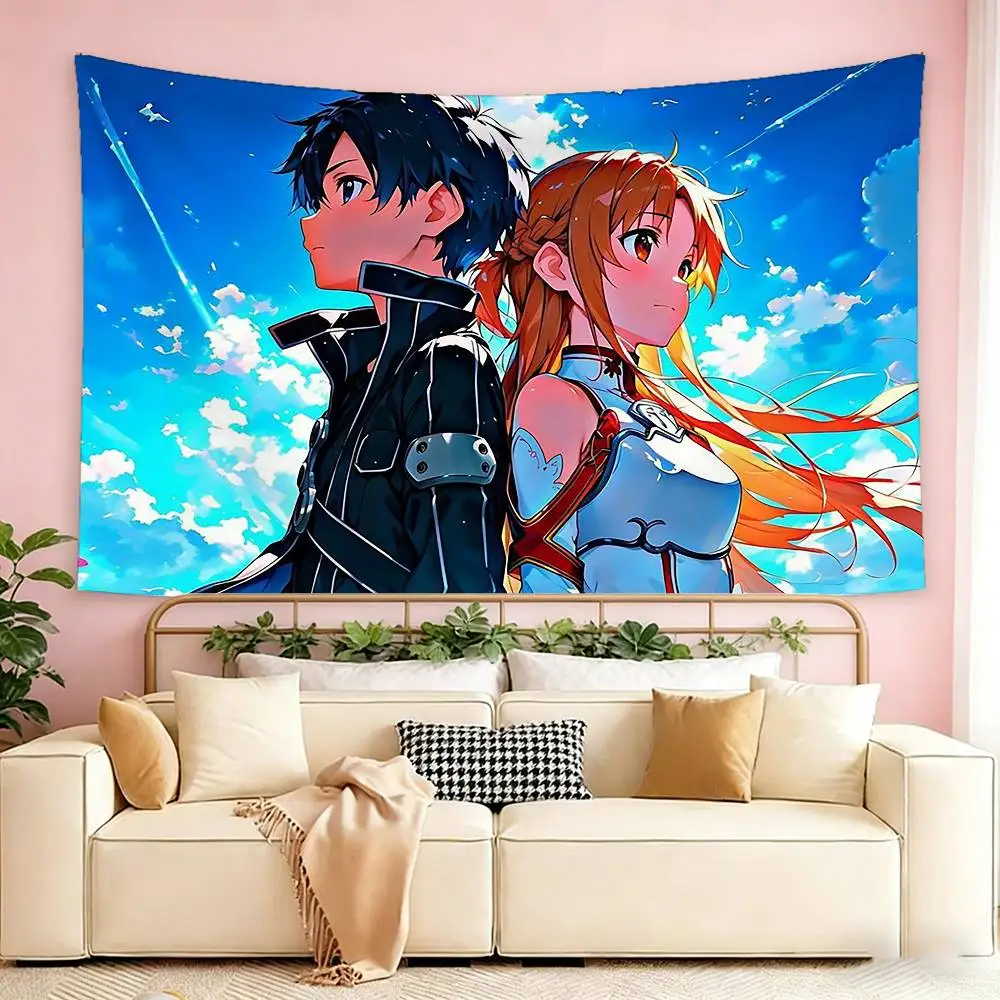 Game S-Sword Art Online Asuna Kirito Flags Suitable For Party Club Outdoor Interior Wall Decoration Banner Fans Gift