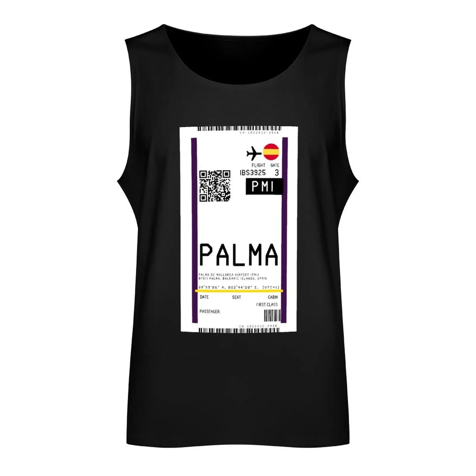 Palma de Mallorca International Airport (PMI) Boarding Pass rickrolled Tank Top Vest sleeveless shirt man gym