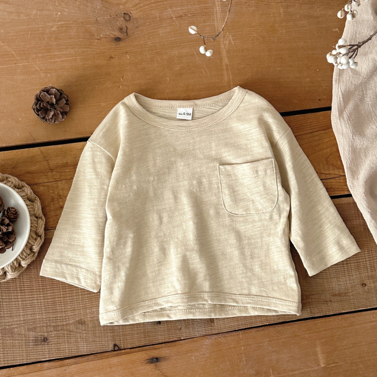 Frühling/Herbst Baby T-Shirt aus Reiner Baumwolle für Kleinkinder Einfarbiges Lockeres Dünnes Bequemes Oberteil für Jungen und Mädchen 0-3 Jahre – Detail 8